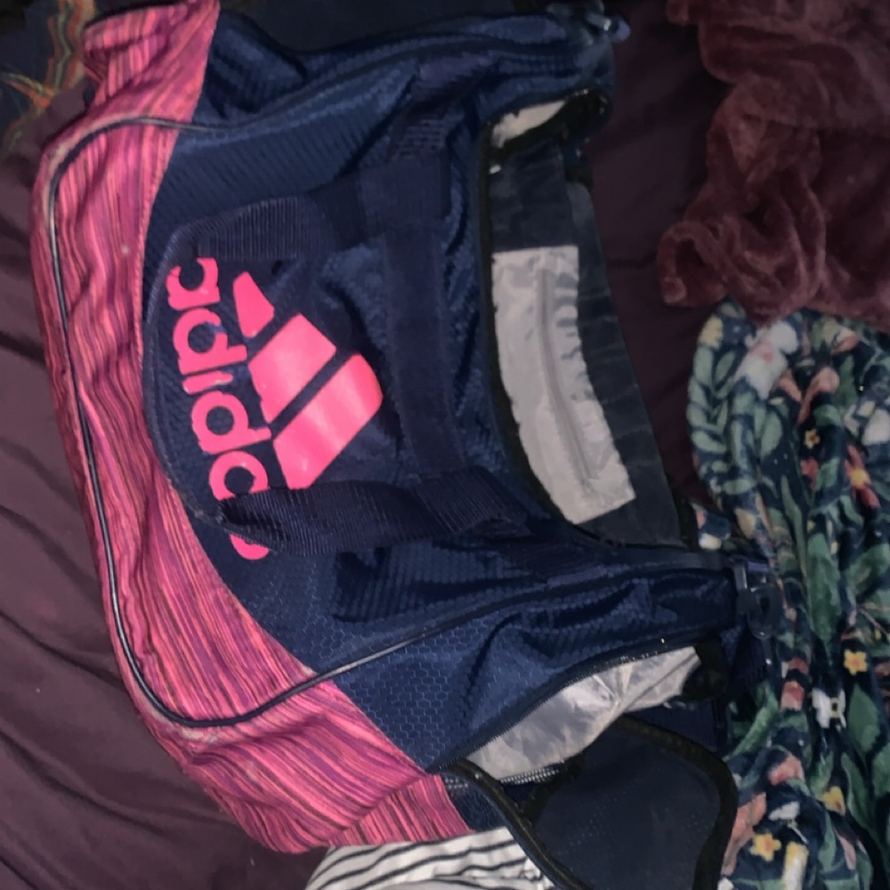 Adidas Vibrant Pink and Navy Duffel Bag